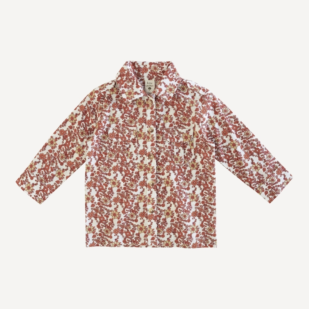 NWT 4T Kate Quinn Long Sleeve military top harvest ditsy floral cotton woven